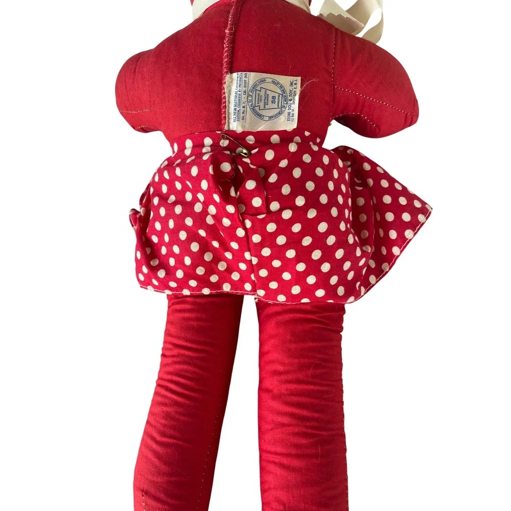 Vintage Christmas Elf  Doll & Toy Inc Red Cloth Doll Vinyl Face Yarn Hair 22in
